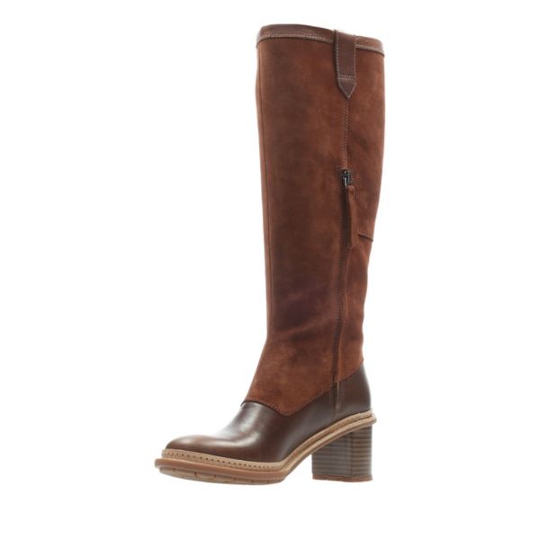 Clarks Womens Trace Mist Knee High Boots Brown | UK-5947183